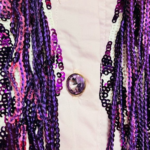 Queen of Sparkles Dress Purple Sequin Cowboy Boot Fringe XS Mini Fairy Pockets - Picture 6 of 15